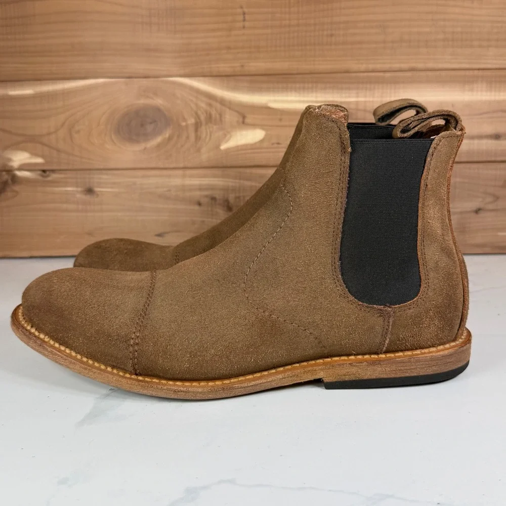 Freebird Curtis Mens Brown Suede Cap Toe Chelsea Boots Size 8 Leather Sole‎